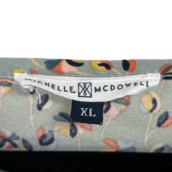 Michelle McDowell Multicolor Floral Print 3/4 Sleeve Ruffle Top Womens XL - Picture 2 of 4